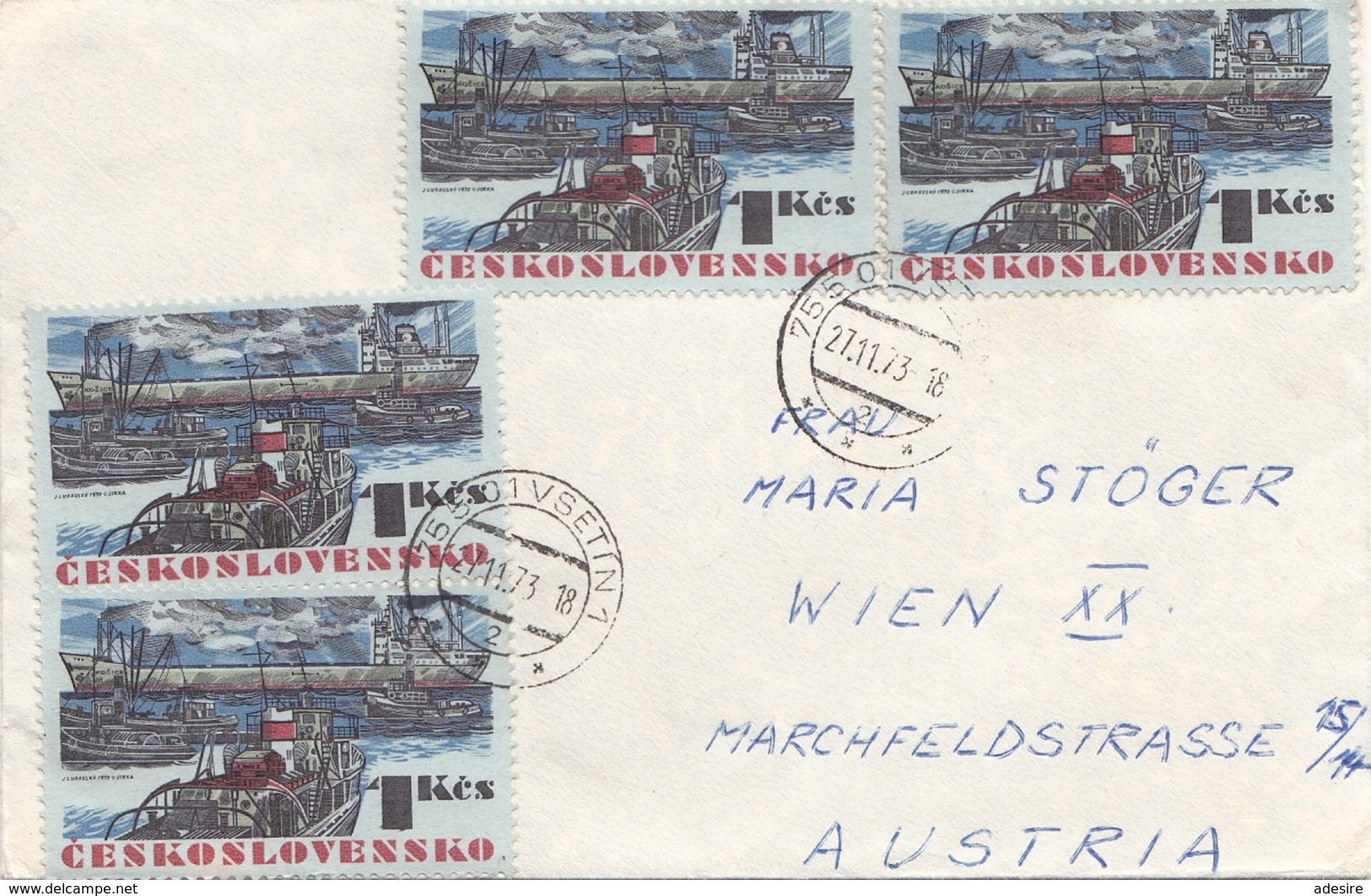 CESKOSLOVENSKO - 4 Sondermarken Auf Brief Gel.1973 - Briefe U. Dokumente