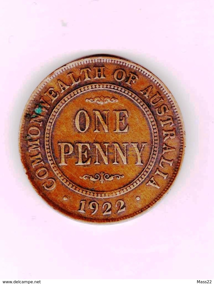 Australian 1 Penny 1922, King George V, London Observe - Penny