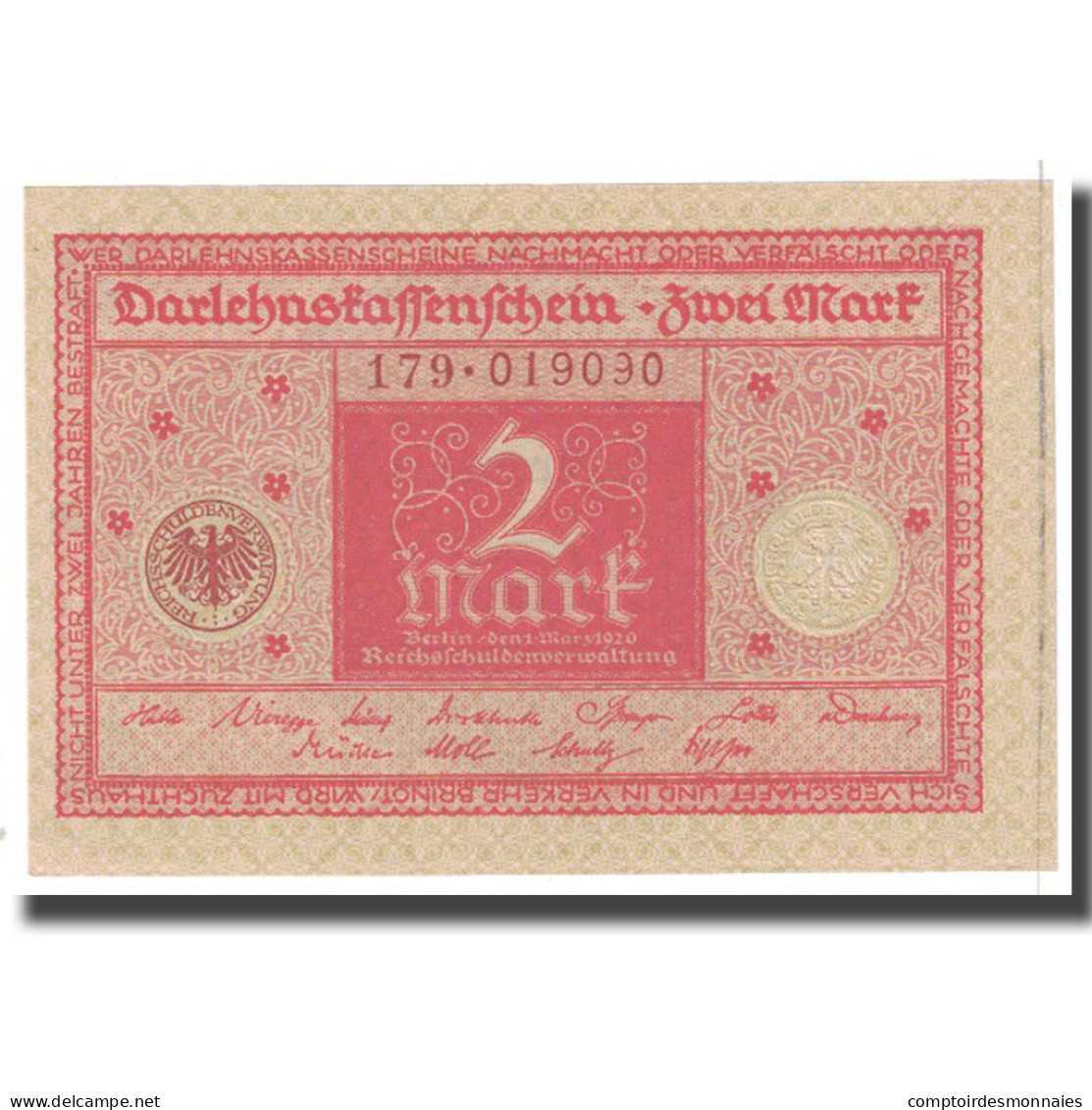 Billet, Allemagne, 2 Mark, 1920, 1920-03-01, KM:59, NEUF - [13] Bundeskassenschein