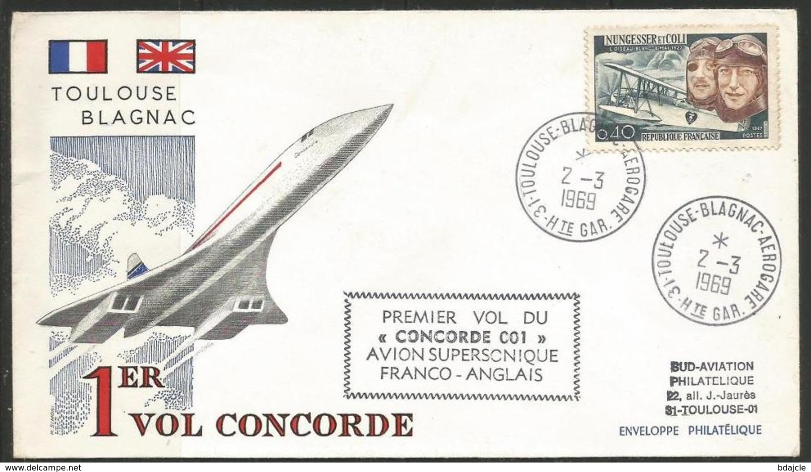 Env 1er Vol Concorde Toulouse Blagnac - 2 Mars 1969 - 1960-1969