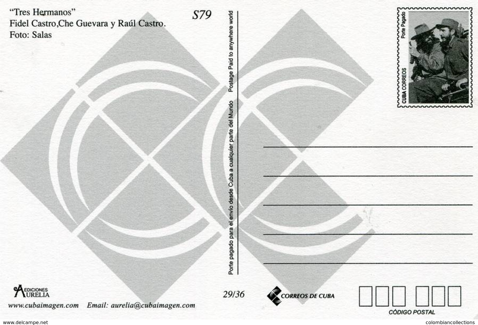 Lote PEP1298, Cuba, Entero Postal, Postcard, Stationery, 2013, Ediciones Aurelia, 29/36, Fidel, Che Y Raul - Tarjetas – Máxima