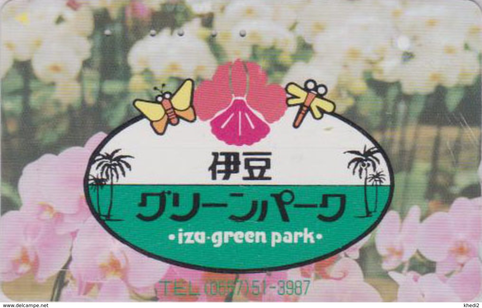 TC Japon / 110-011 - Fleur - ORCHIDEE Papillon Libellule - ORCHID Flower Butterfly Dragonfly Japan Phonecard -  2383 - Fleurs