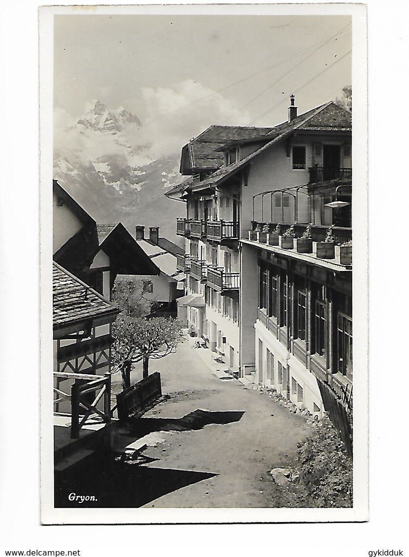 B/W R/P VIEW OF GRYON, VAUD, SWITZERLAND. - Gryon