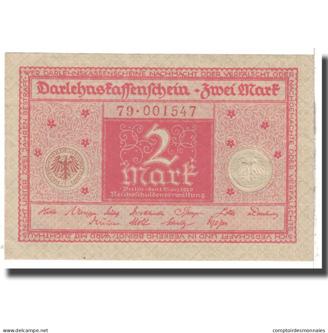 Billet, Allemagne, 2 Mark, 1920, 1920-03-01, KM:59, SPL - Bundeskassenschein