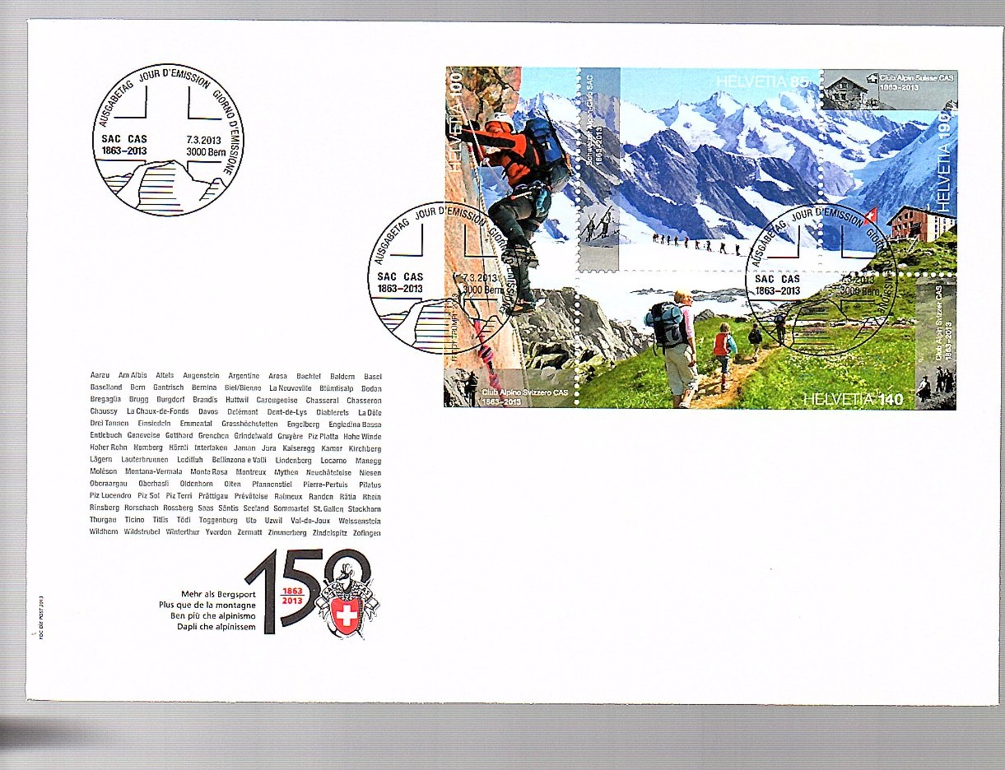 Bergsport Block On Large FDC 2013 (585) - FDC