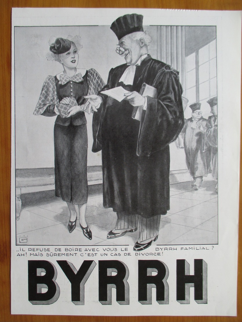 (1936) AVOCAT Et Divorce Par Geoge Leonnec Pour Byrrh   - Page Originale Vintage - Historische Dokumente