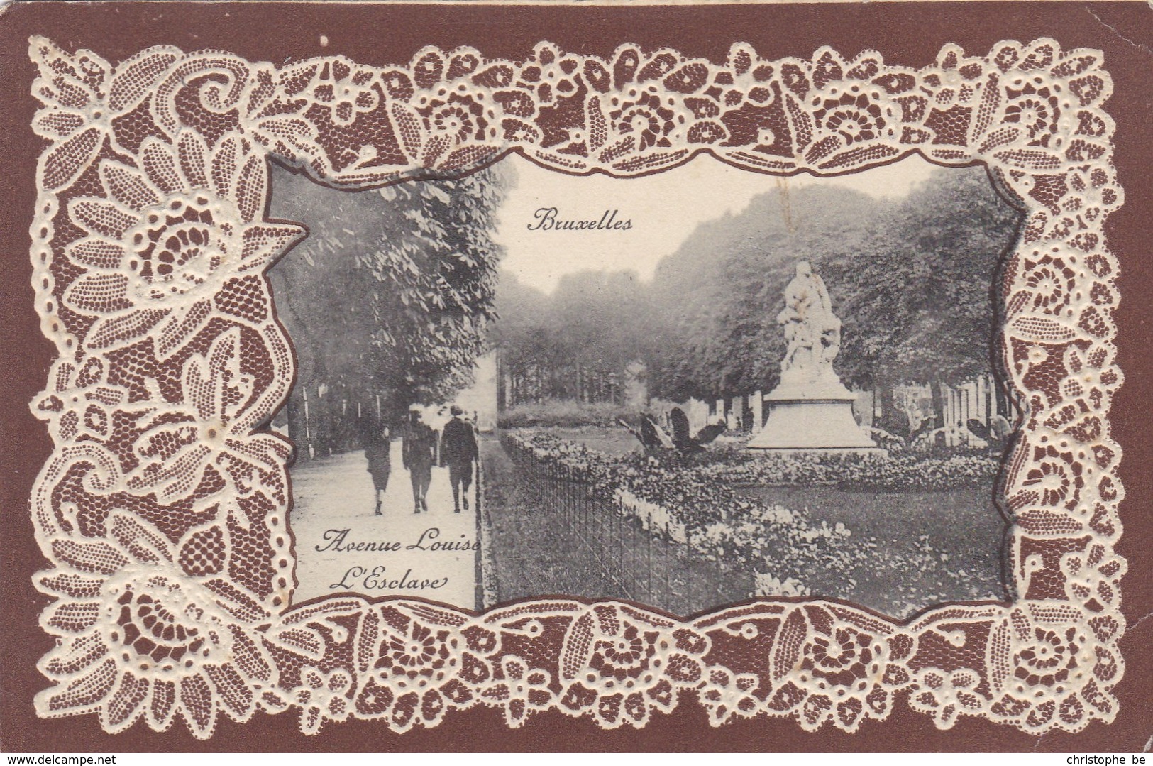 Brussel, Bruxelles, Carte Relief, Gaufrée, Motif Dentelle, Avenue Louise, L'Esclave (pk56534) - Avenues, Boulevards