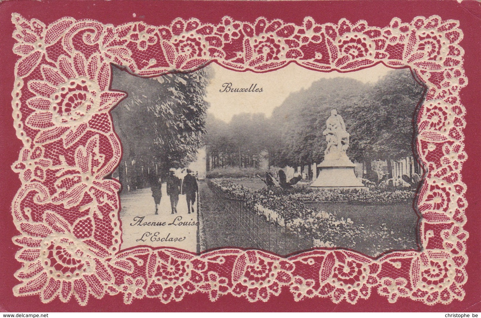 Brussel, Bruxelles, Carte Relief, Gaufrée, Motif Dentelle, Avenue Louise, L'Esclave (pk56535) - Corsi