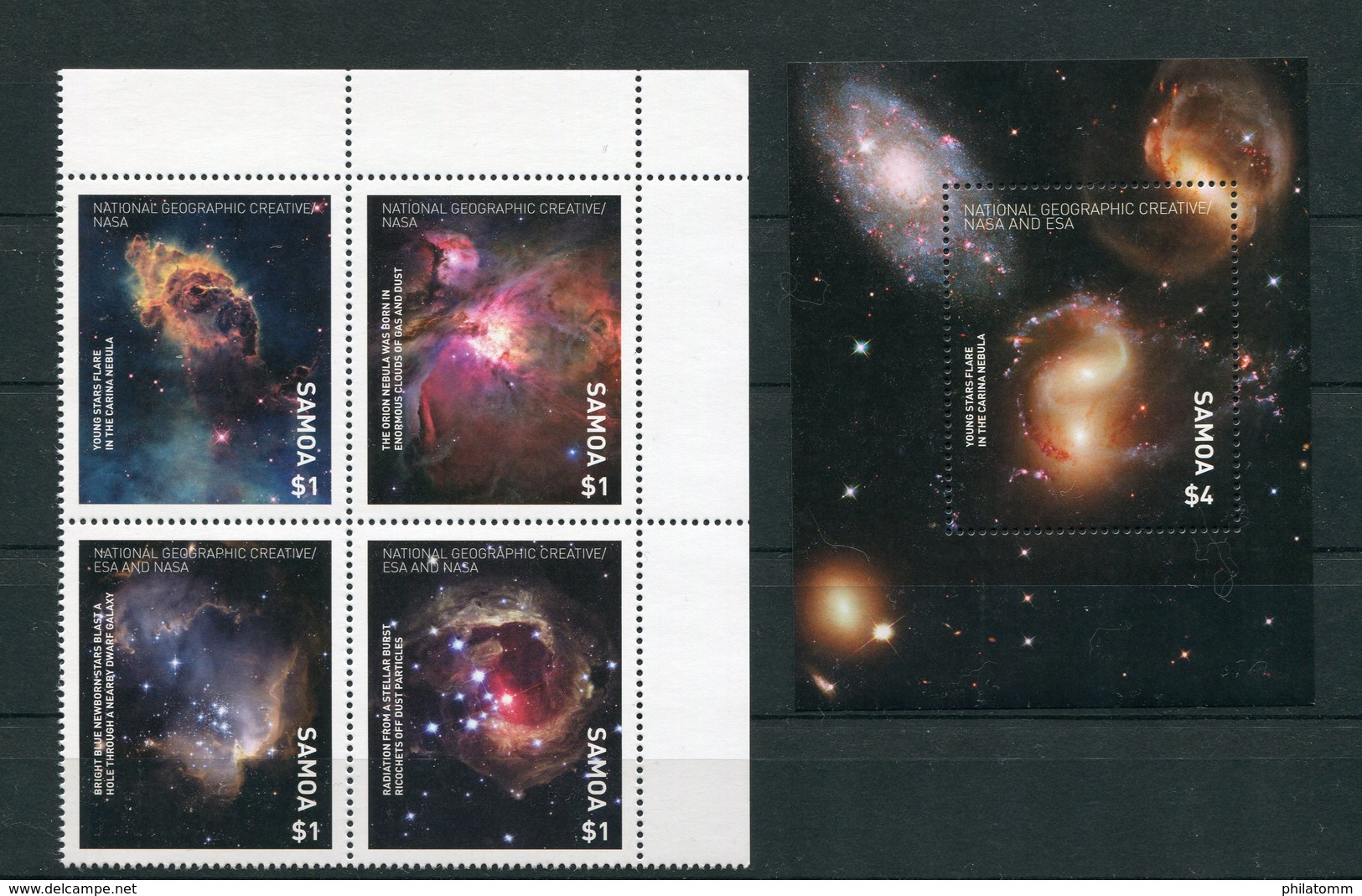 Samoa - Block Nr. 107 Und Mi.Nr. 1360 / 1363 - "Kosmische Nebel" ** / MNH (aus Dem Jahr 2016) - Samoa (Staat)