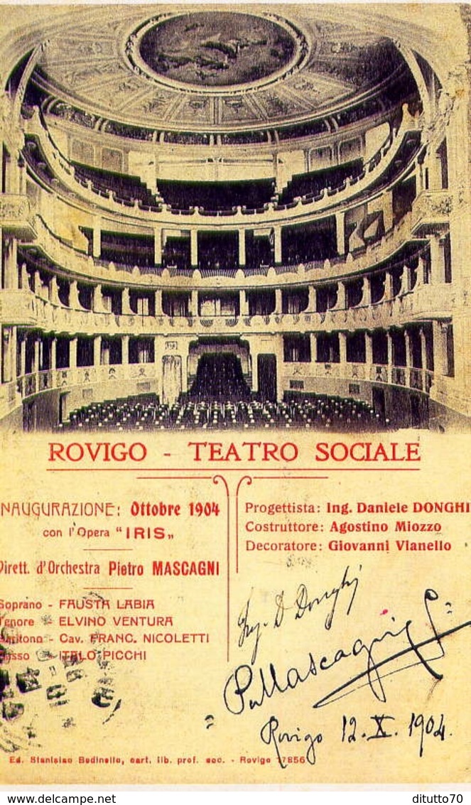 Rovigo - Teatro Sociale - Riproduzione Da Originale - Altri & Non Classificati