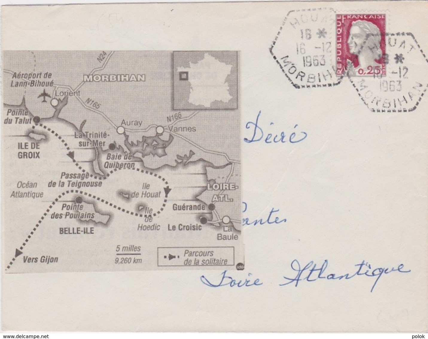 Lettre France - Cachet Hexagonal HOUAT (Morbihan) Du 16/12/1963 - 1961-....