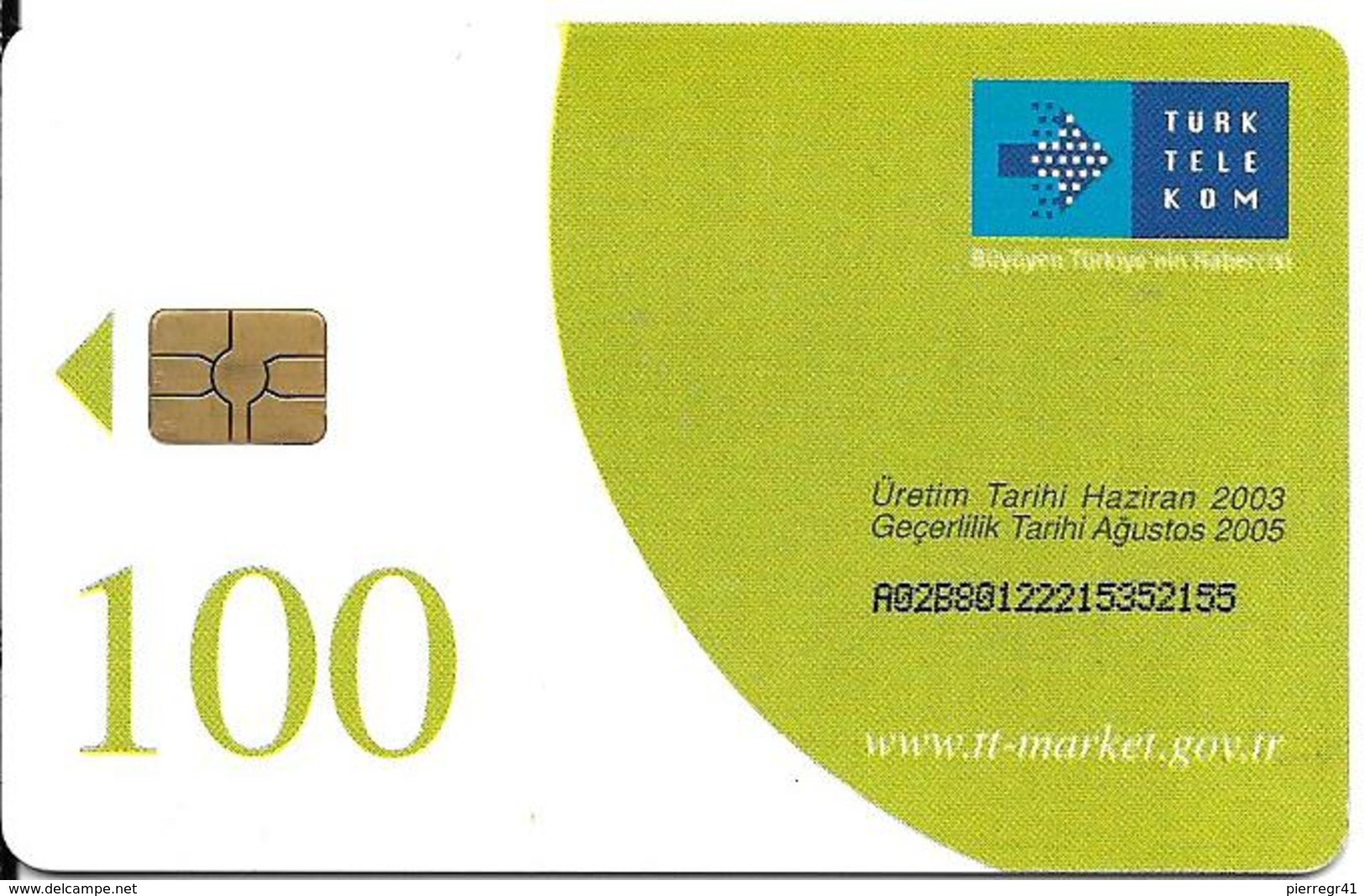 -CARTE-PUCE-TURQUIE-100-2003--CROCUS JAUNE--TBE - Fleurs