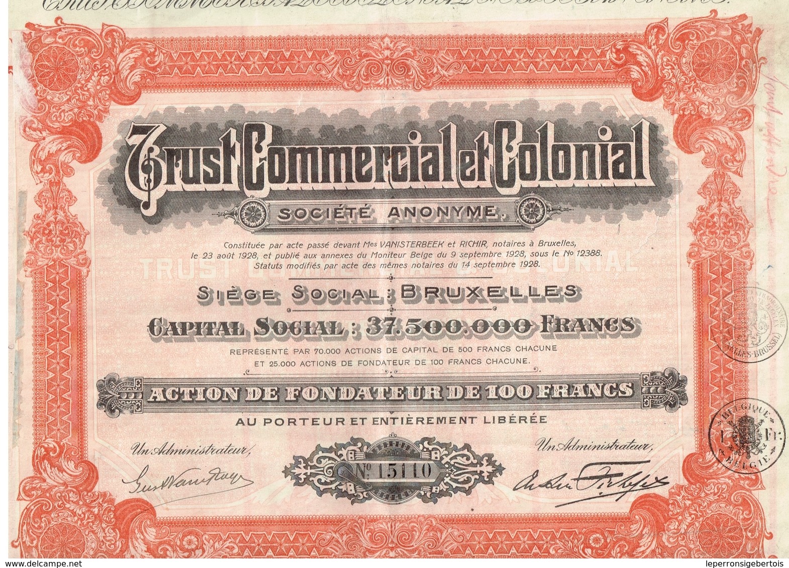 Ancienne Action - Trust Commercial Et Colonial - Titre De 1928 - Agriculture