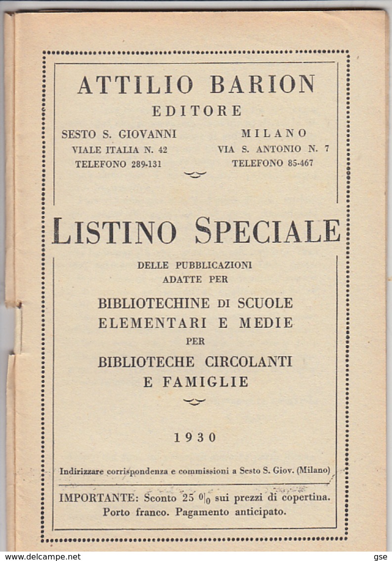 ITALIA 1930 - Libretto Editore BARION - Milano - Tematica