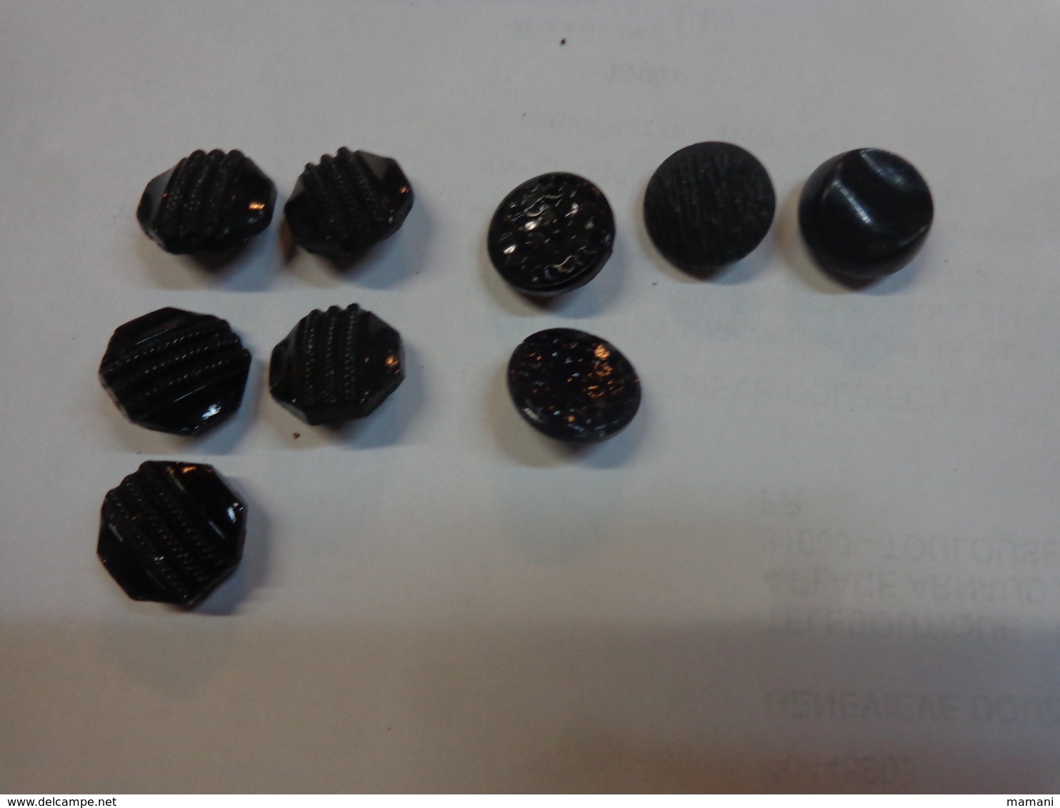 Lot De 9 Boutons En Verre  Noir - Buttons