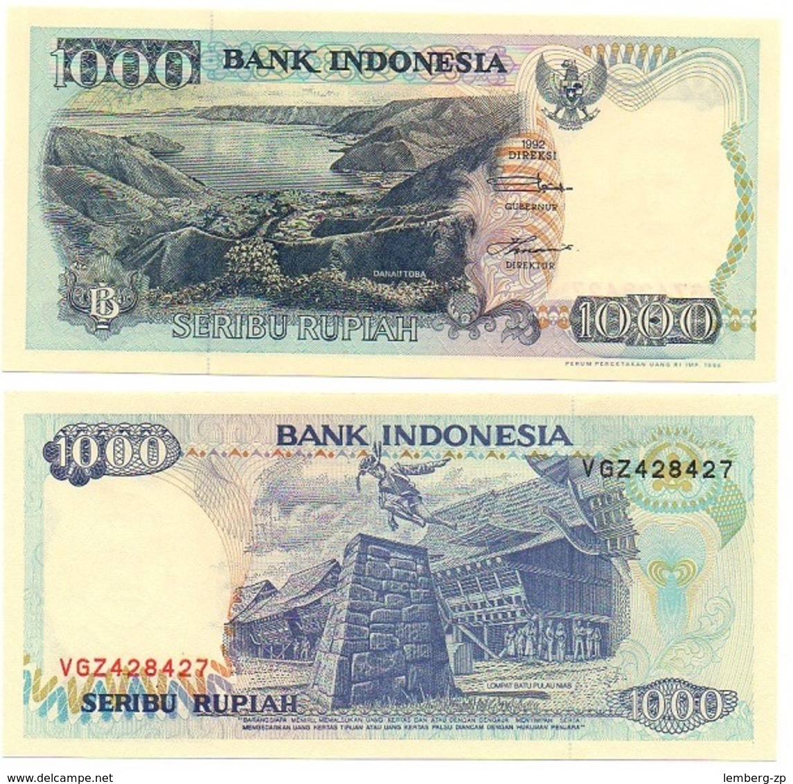 Indonesia - 1000 Rupiah 1998 ( 1992 ) UNC P. 129g Lemberg-Zp - Indonesia