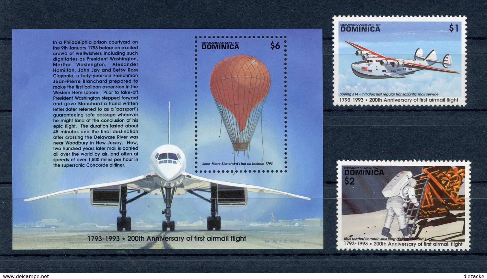 Dominica MiNr. 1724-25 + Block 244 Postfrisch MNH Luftfahrt (FZ427 - Dominica (1978-...)