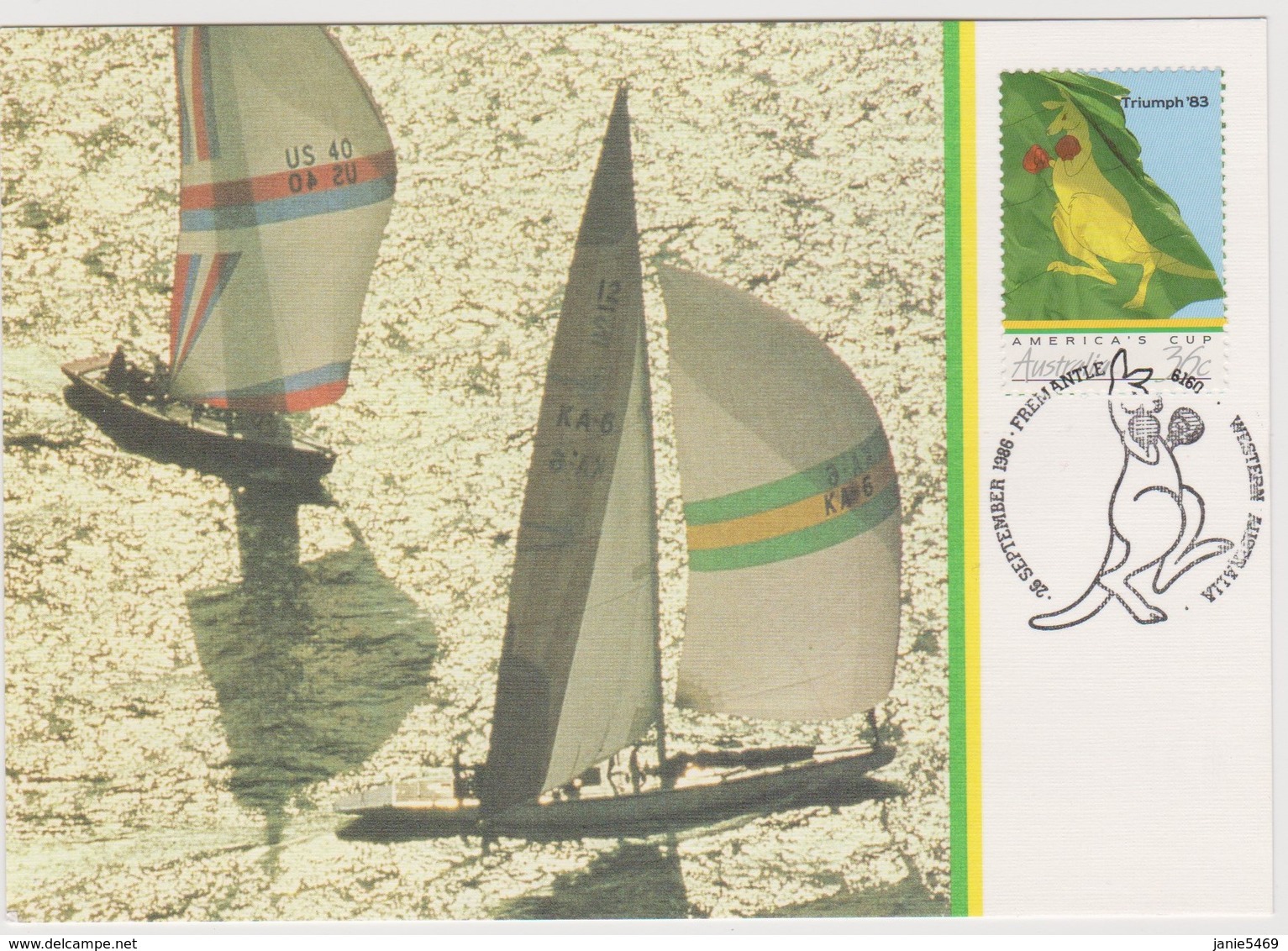 Australia 1983 America's Cup Thriumph Australia II  And Liberty Maximum Card - Maximum Cards