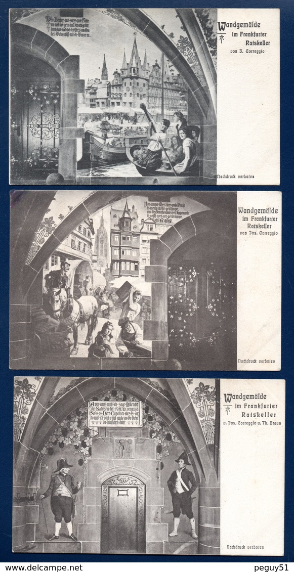 Frankfurt Am Main. Wandgemälde( Von Jos. Correggio)  Im Frankfurter Ratskeller. Lot De 3 Cartes. Ca 1900 - Frankfurt A. Main