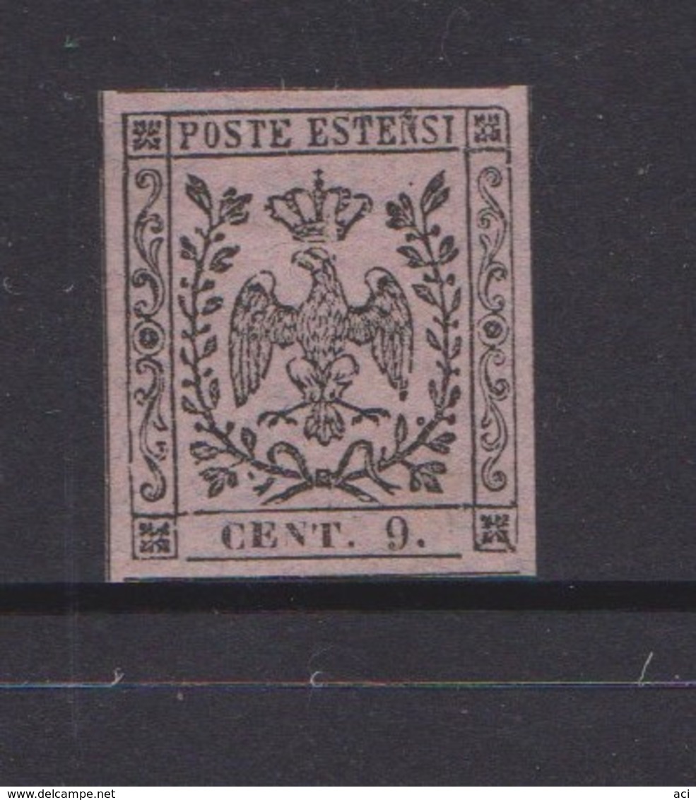 Italy -Modena  Sassone 3 1855 9c Violet Grey Mint - Modena