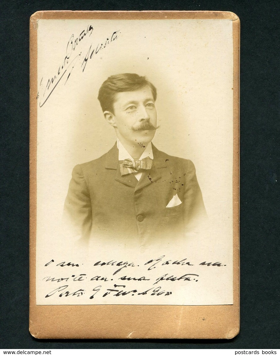 1900 Fotografia Antiga Assinada Pelo Actor ERNESTO PORTULEZ Photographia Luzitana PORTO. Old Cabinet Photo PORTUGAL - Anciennes (Av. 1900)