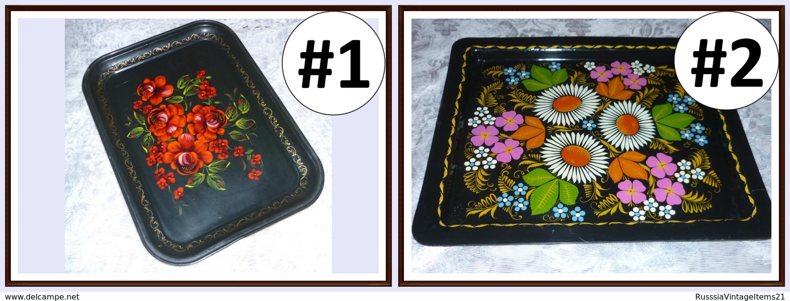 Vintage Russian (USSR) Metal Plate - Tray // Hand-painted - Schalen Und Tabletts