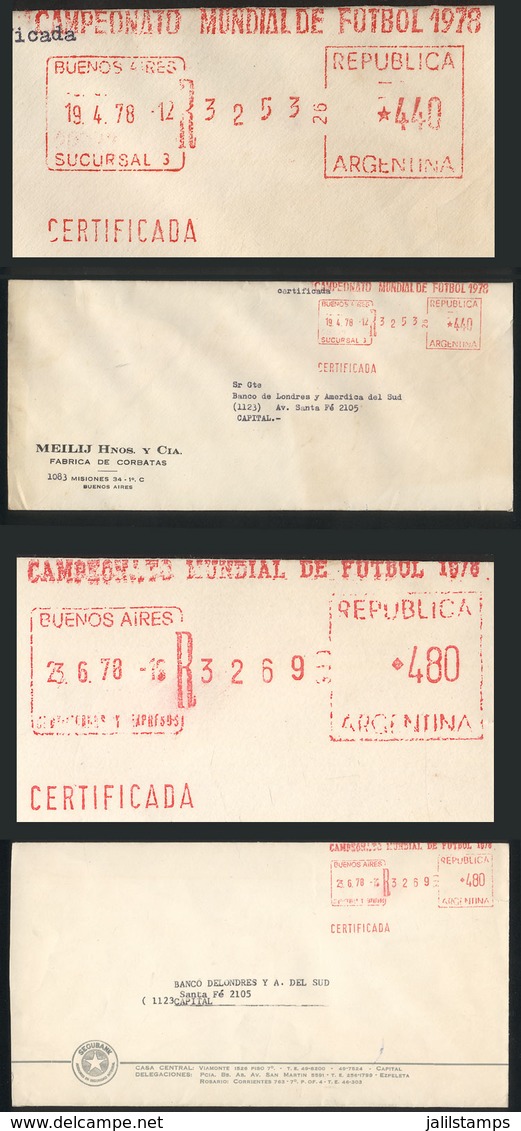 TOPIC FOOTBALL: "2 Covers Used In 1978, Both With Meter Postage Inscribed ""CAMPEONATO MUNDIAL DE FUTBOL 1978"", Rates O - Other & Unclassified