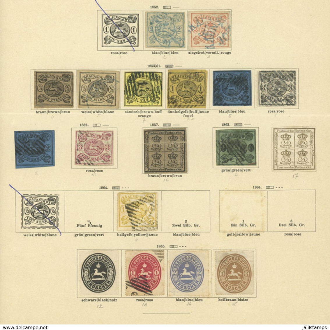 GERMANY: Collection On 4 Pages Of An Old Album, Including Scarce Stamps, Mixed Quality (from Some With Defects To Others - Brunswick