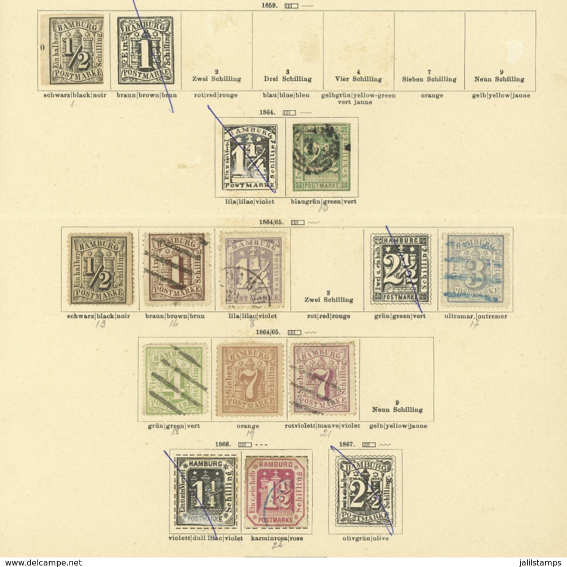 GERMANY: Page Of An Old Album With Used Or Mint Stamps, Several With Minor Faults, Scott Catalog Value US$450+ - Hamburg