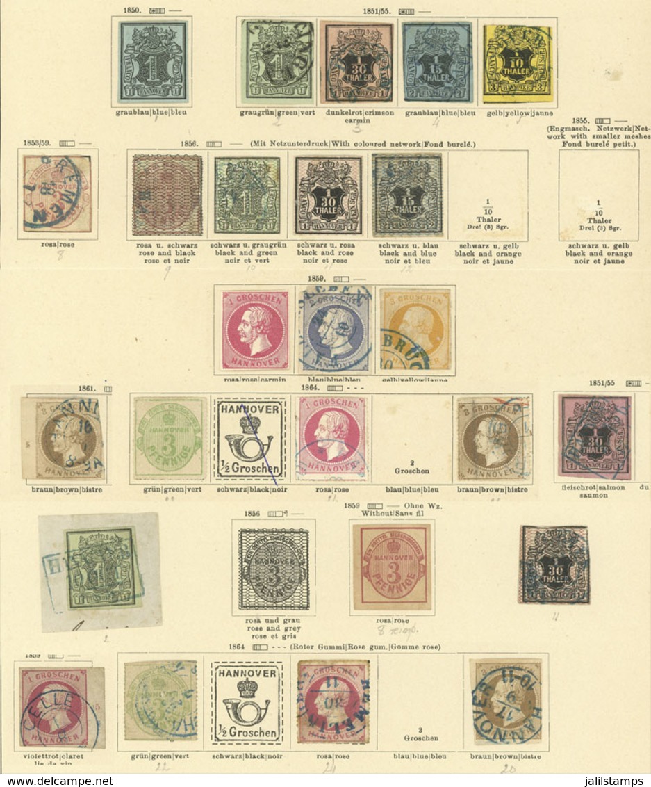 GERMANY: Collection On 2 Pages Of An Old Album, Including Scarce Stamps, Mixed Quality (many With Defects), Scott Catalo - Hanovre