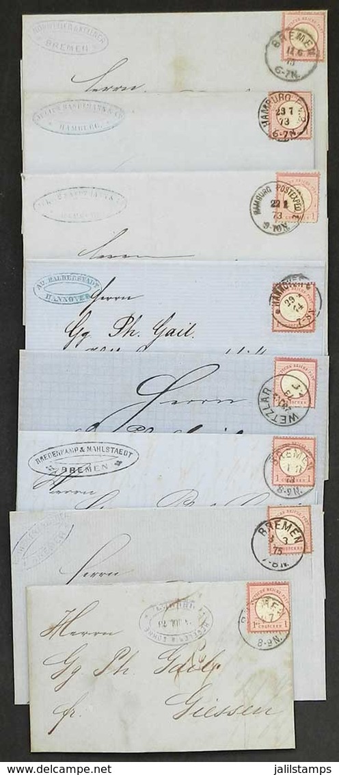 GERMANY: 18 Complete Folded Letters (some Are Folded Covers) Sent To Giessen Between 1873 And 1875, All Franked By Mi.19 - Otros & Sin Clasificación