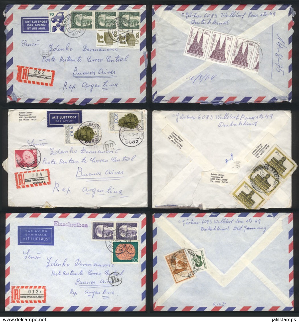 GERMANY: MIXED POSTAGES: 14 Covers Sent To Argentina To "Poste Restante", With German Franking On Front, And Argentina P - Other & Unclassified