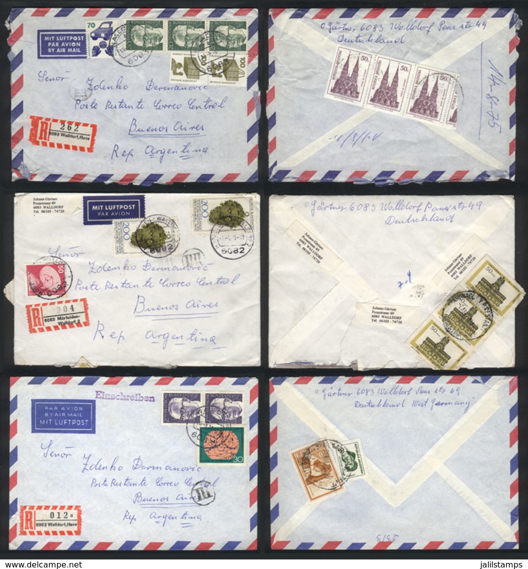 GERMANY: MIXED POSTAGES: 14 Covers Sent To Argentina To "Poste Restante", With German Franking On Front, And Argentina P - Sonstige & Ohne Zuordnung