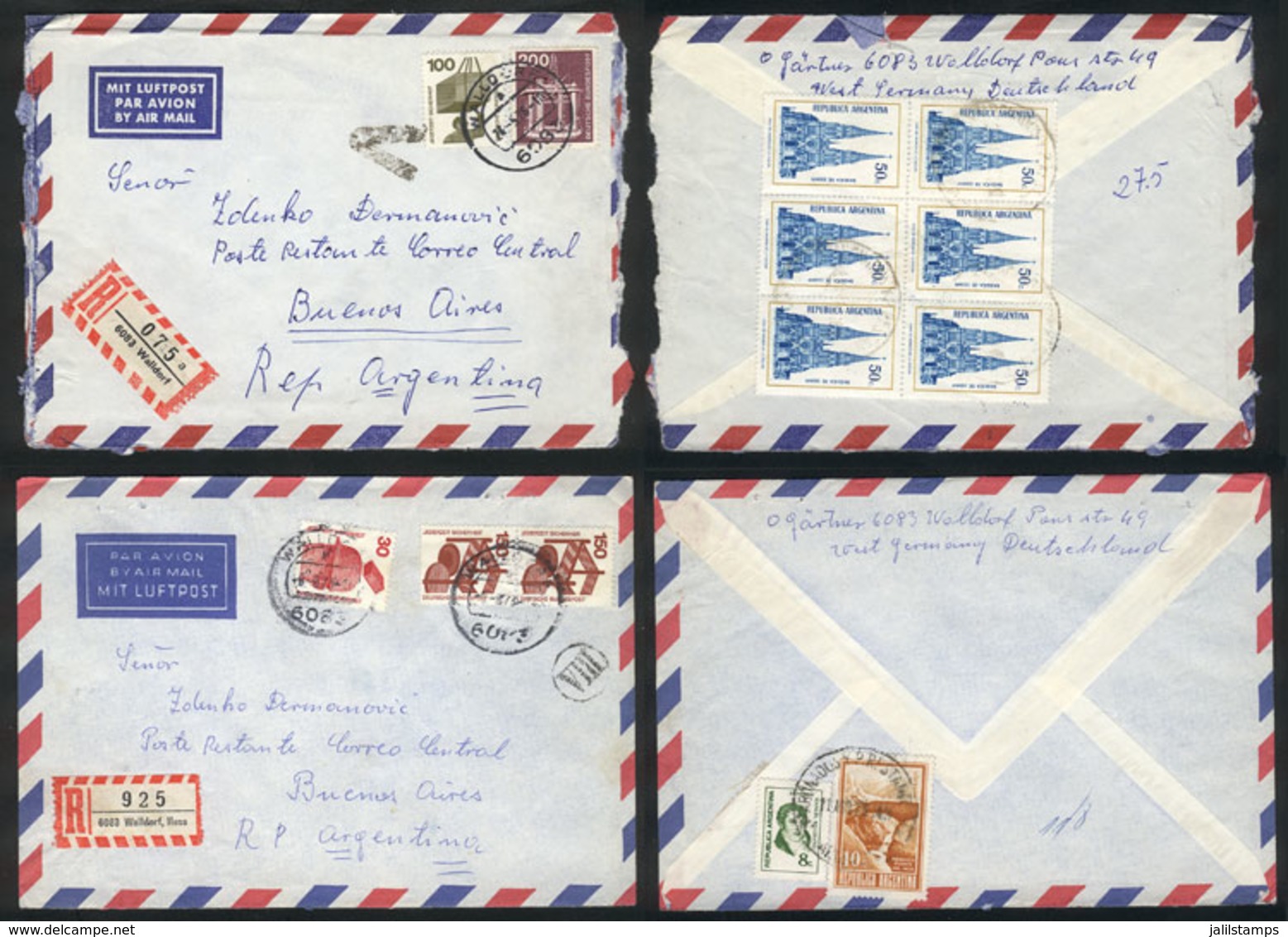 GERMANY: MIXED POSTAGES: 10 Covers Sent To Argentina To "Poste Restante", With German Franking On Front, And Argentina P - Andere & Zonder Classificatie