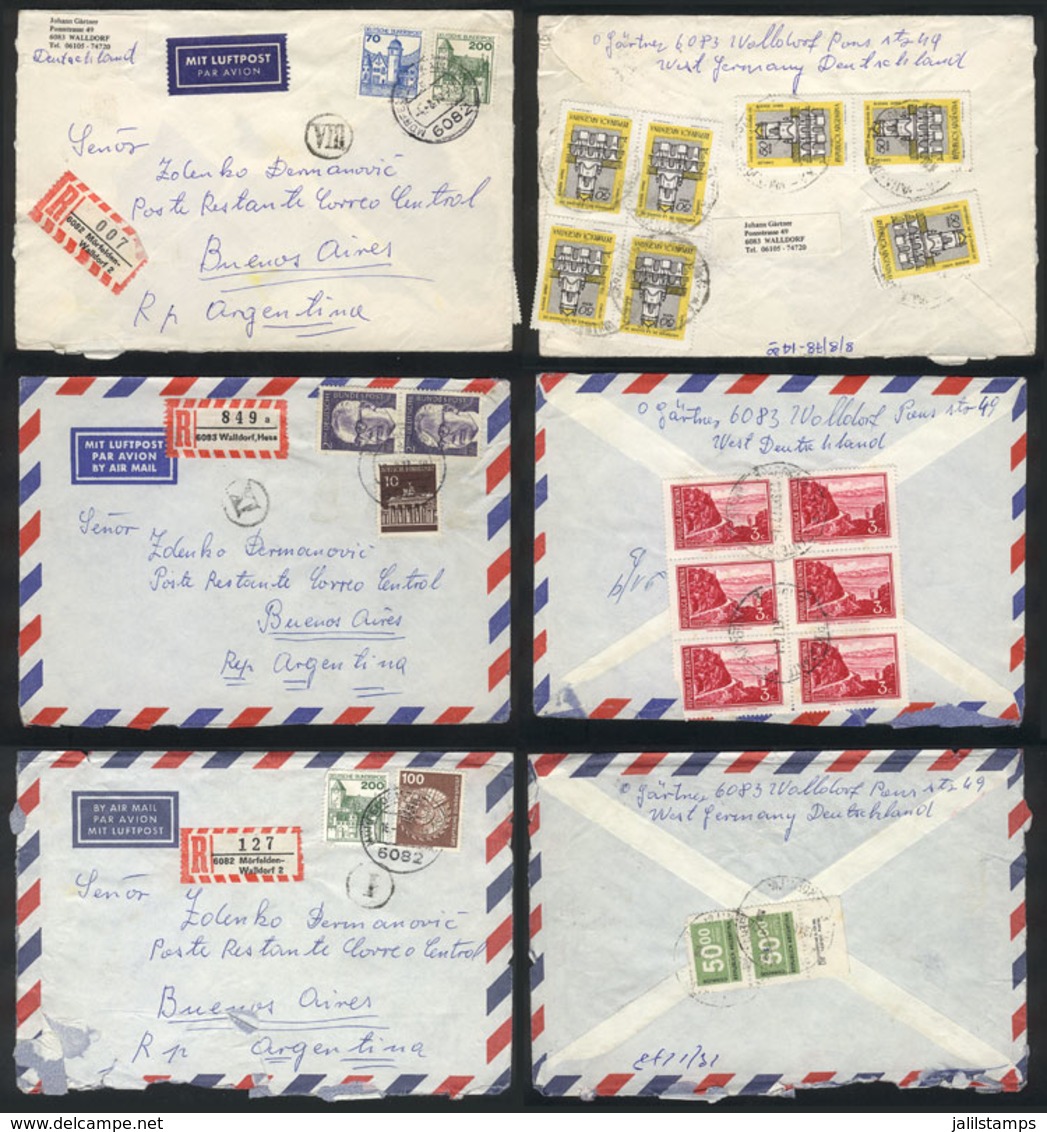 GERMANY: MIXED POSTAGES: 14 Covers Sent To Argentina To "Poste Restante", With German Franking On Front, And Argentina P - Andere & Zonder Classificatie