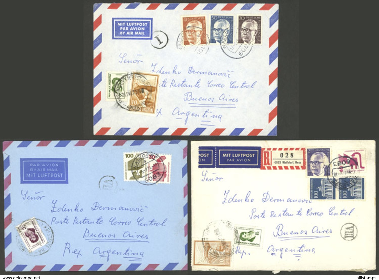 GERMANY: MIXED POSTAGES: 12 Covers Sent To Argentina To "Poste Restante", With German Franking Along Argentina Postage T - Other & Unclassified