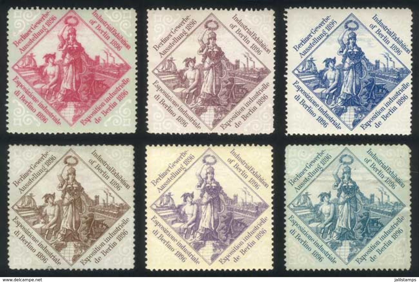 GERMANY: Set Of 6 Cinderellas Of The 1896 Berlin Industrial Exposition, VF Quality (one With Little Defect), Rare! - Other & Unclassified