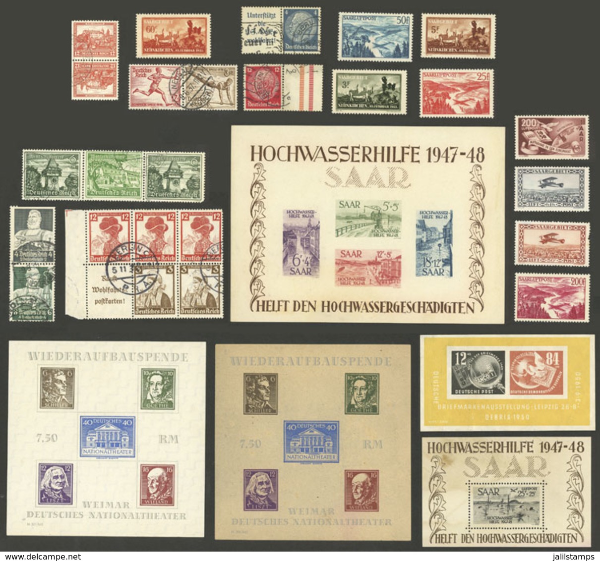 GERMANY: Interesting Lot Of Stamps And Souvenir Sheets, Almost All With Defects, VERY HIGH CATALOG VALUE, Good Opportuni - Collections