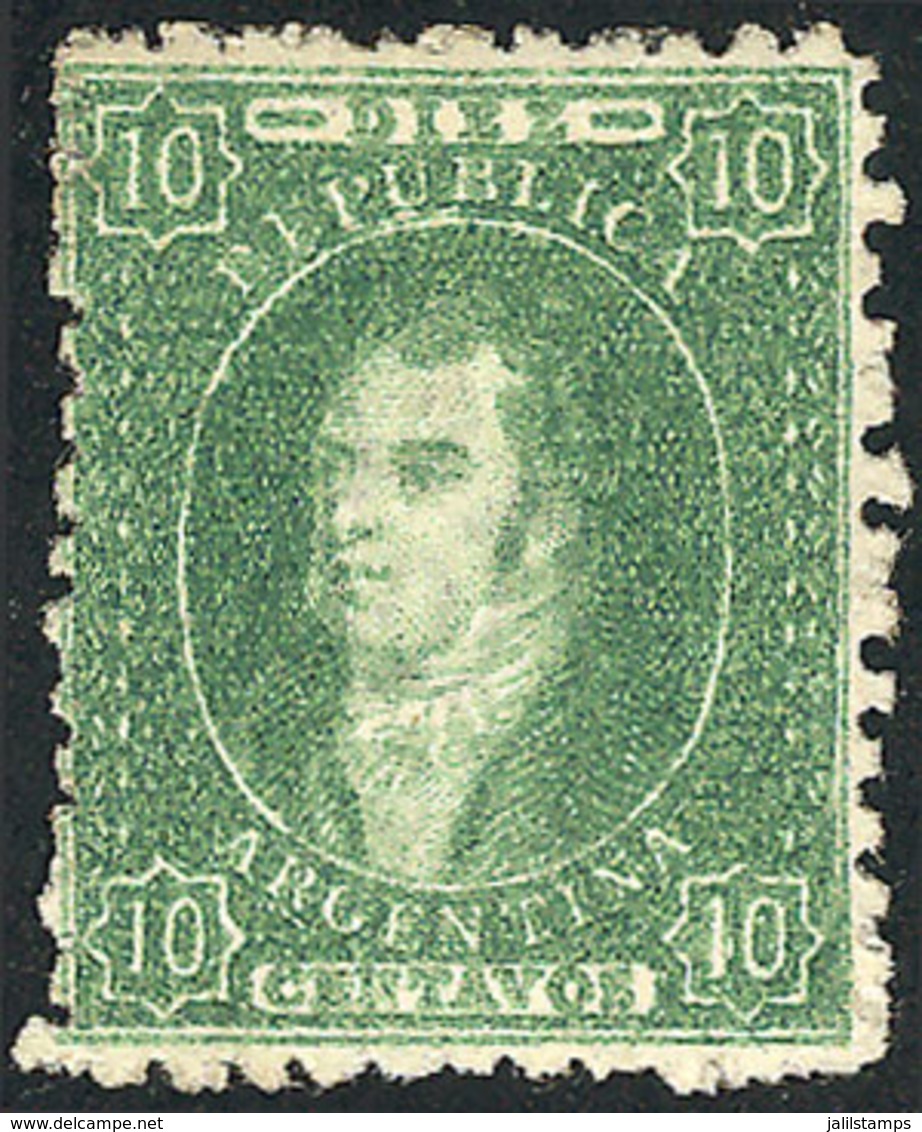 ARGENTINA: GJ.23, 10c. Green, Dull Impression, Mint, VF Quality! - Covers & Documents