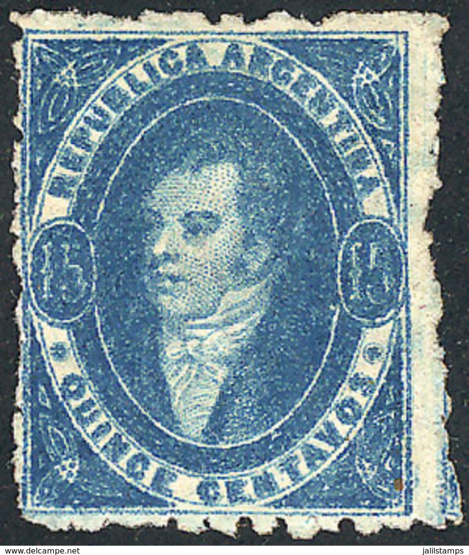 ARGENTINA: GJ.24, 15c. Dark Blue, Very Worn Impression, Mint, Excellent Quality! - Lettres & Documents