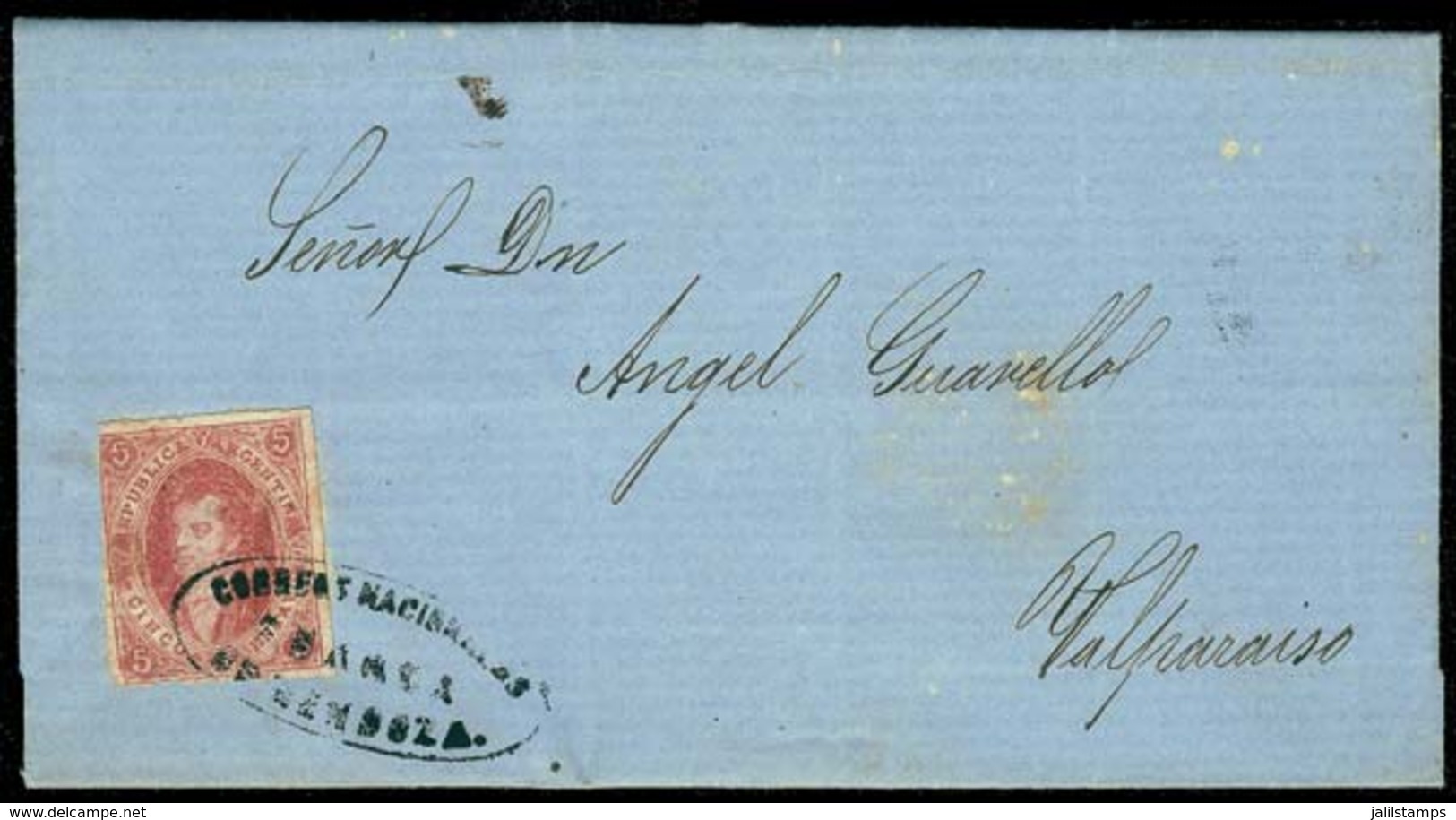 ARGENTINA: GJ.25, 4th Printing, Rose, Clear Impression, Excellent Example That Appears To Be Vertically Imperforate, Fra - Lettres & Documents