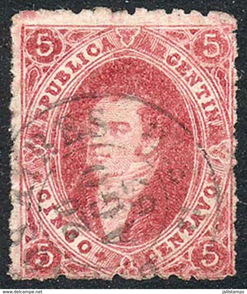 ARGENTINA: GJ.33, 7th Printing Perforated, Spectacular Example Perforated All Around On Its 4 Sides (rare), Used In Buen - Briefe U. Dokumente