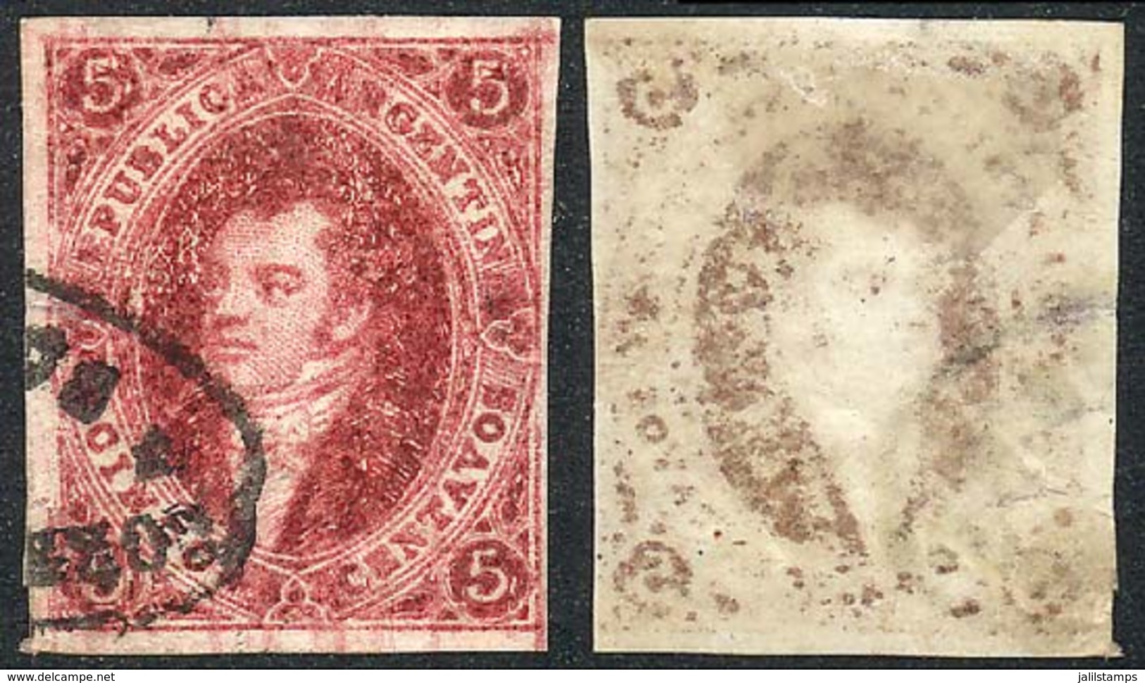 ARGENTINA: GJ.34e, 8th Printing, With "oily Impression, Ivory Head" Variety, Excellent Quality!" - Brieven En Documenten