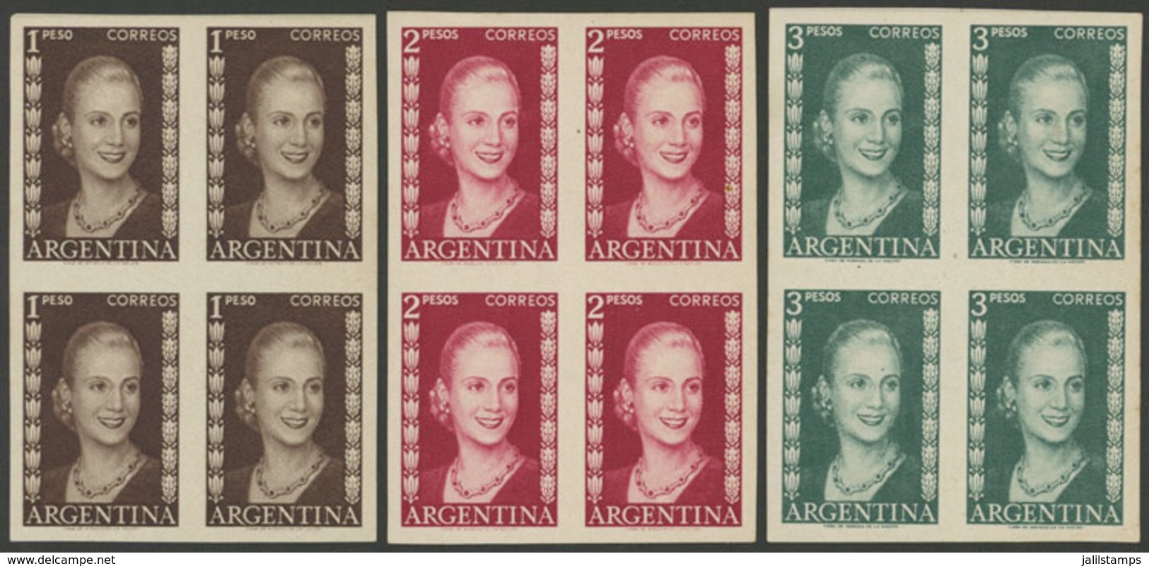 ARGENTINA: GJ.1011 + 1013 + 1014, PROOFS In The Issued Colors, Imperforate Printed On Unwatermarked Unsurfaced Paper, VF - Andere & Zonder Classificatie