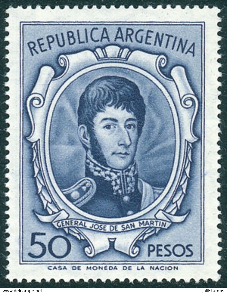 ARGENTINA: GJ.1317A, San Martín 50P. Printed On IMPORTED UNSURFACED PAPER, Very Lightly Hinged (appears Unmounted), VF Q - Otros & Sin Clasificación