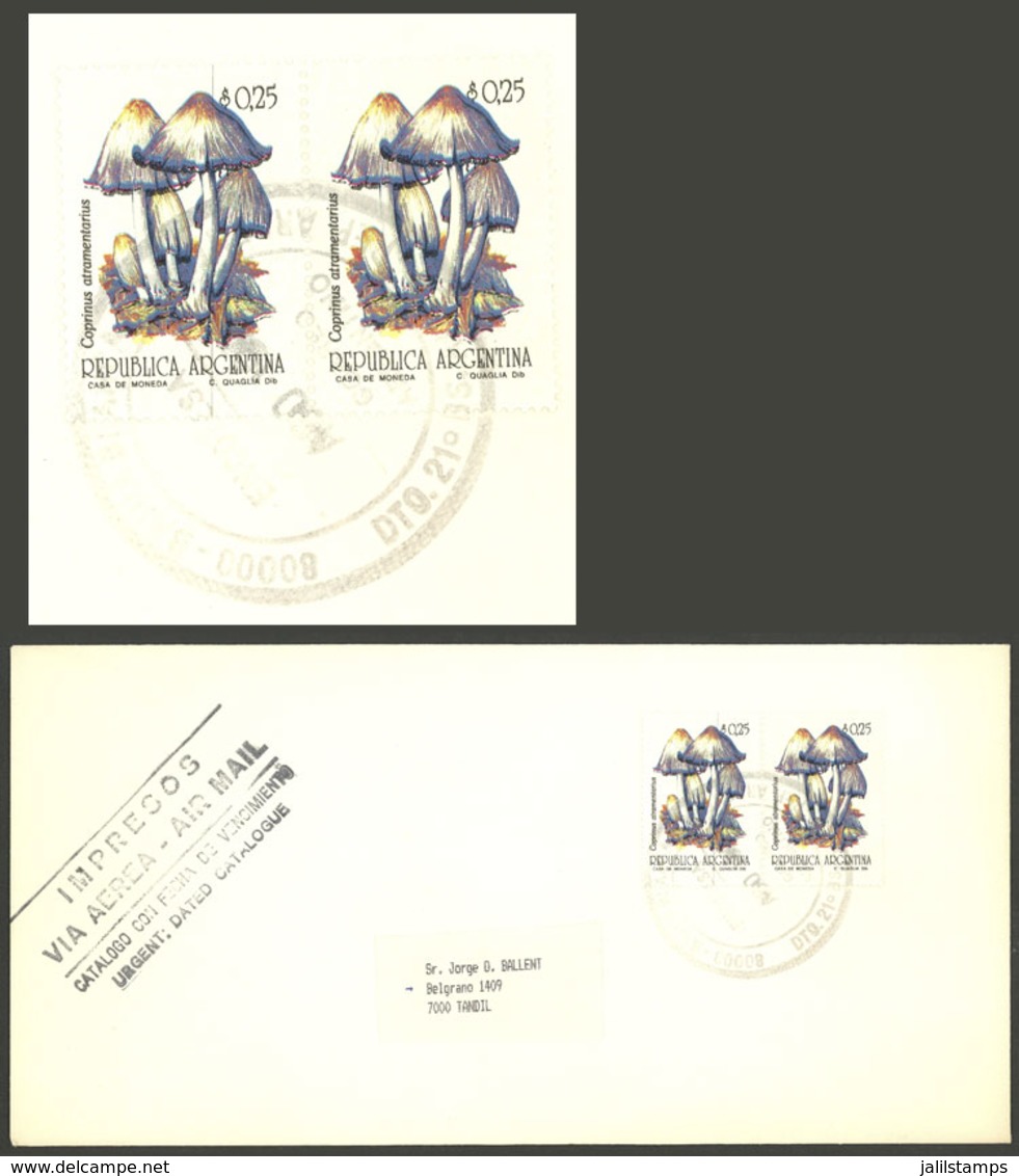 ARGENTINA: GJ.2592A, 1992/4 Mushrooms 25c. WITH Casa De Moneda Wmk, Pair Franking A Cover With Printed Matter Sent From  - Otros & Sin Clasificación