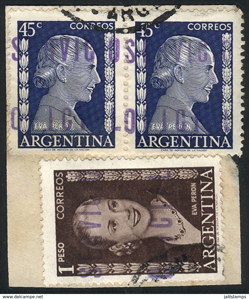 ARGENTINA: FIND:  GJ.817A + 822, Presidencia De La Nación, Rare Stamp 45c. Eva Perón (pair) Not Yet Catalogued, It Will  - Officials