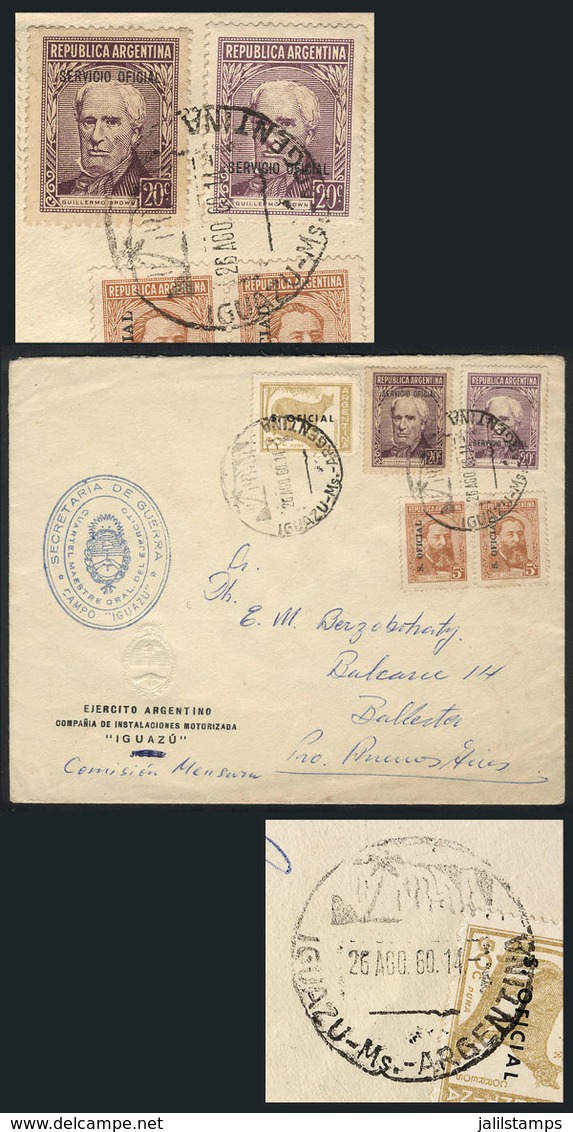 ARGENTINA: Cover Sent From Iguazú To Villa Ballester On 26/AU/1960 With Interesting Postage Of 1P. Combining GJ.714 + 71 - Dienstzegels