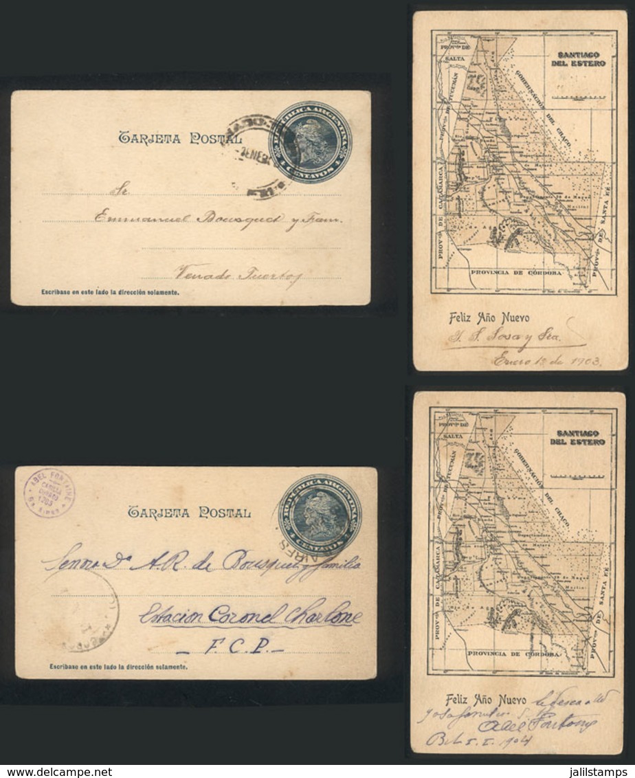ARGENTINA: GJ.TAR- 40M, With Map Of Santiago Del Estero Printed On Back, 2 Used Cards, VF! - Andere & Zonder Classificatie