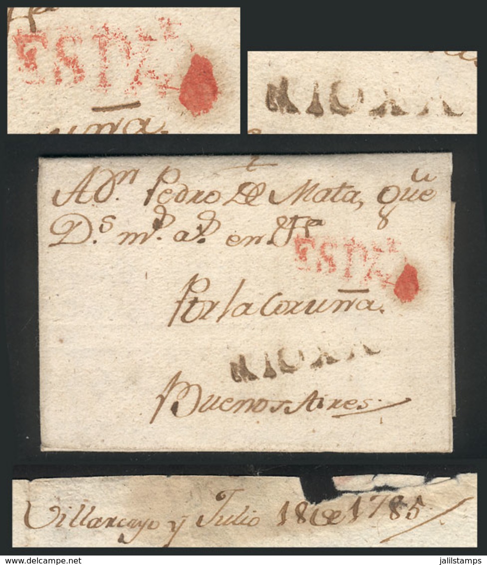 ARGENTINA: GJ.VIRR 2, Entire Letter Datelined "Villancayo (Spain) 17/JUL/1785" And Sent To Buenos Aires With Manuscript  - Prephilately